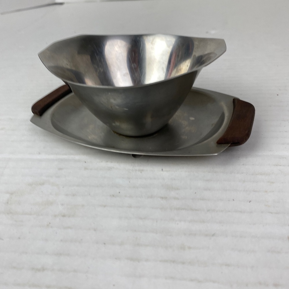 Monarch Mark III Sauce Dip Bowl Saucer Mid Century Stainless Steel Wood Japan